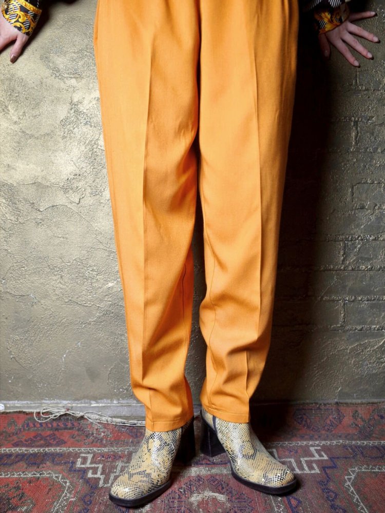 Mustard Rayon High Waist  Tapered Slacks