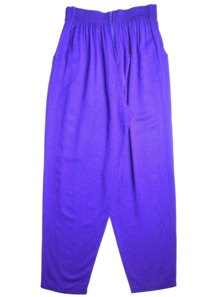 Purple Rayon 3 Tuck Tapered Slacks 