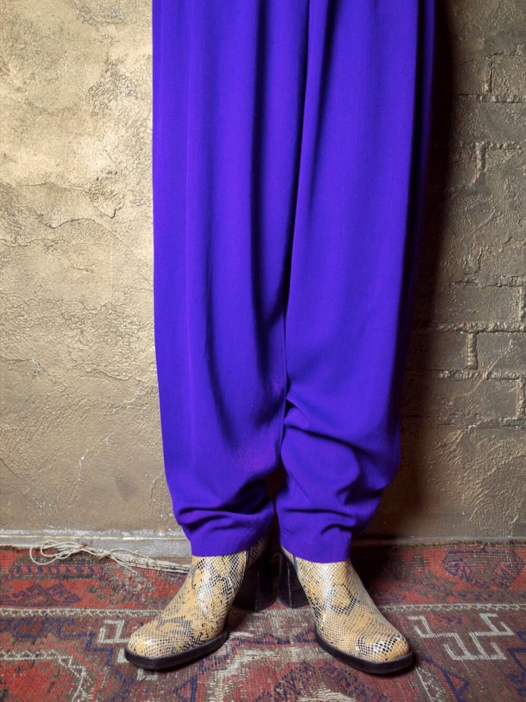 Purple Rayon 3 Tuck Tapered Slacks 