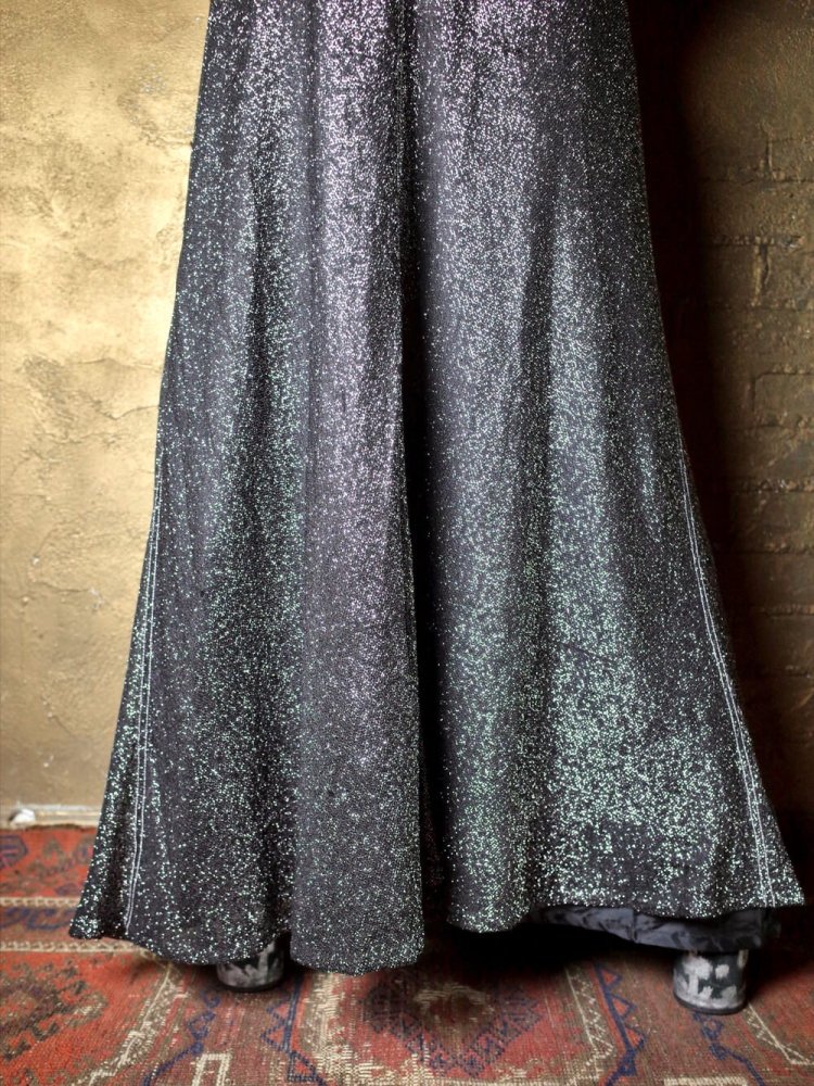 Glitter Silver  Black Long Skirt