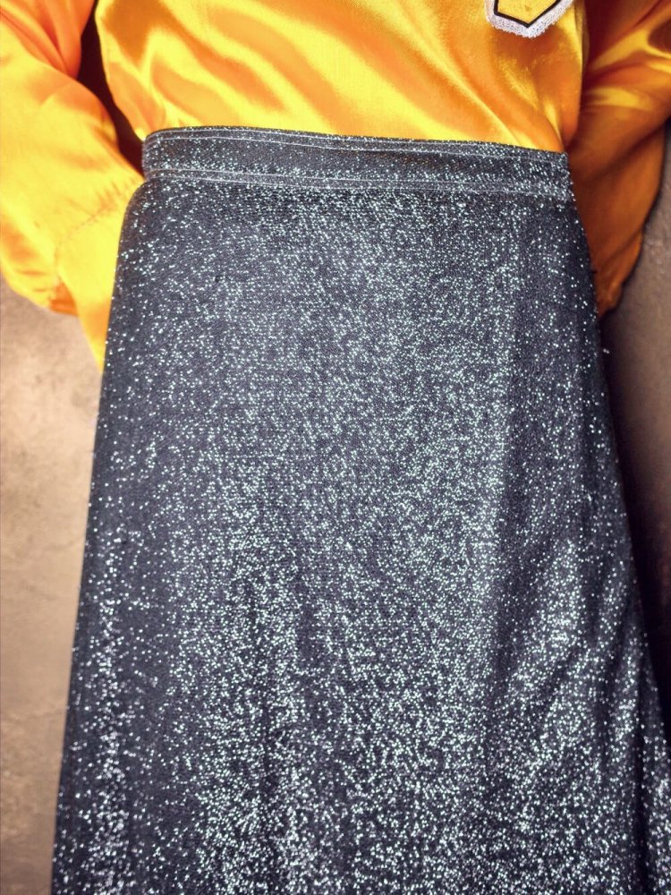 Glitter Silver  Black Long Skirt