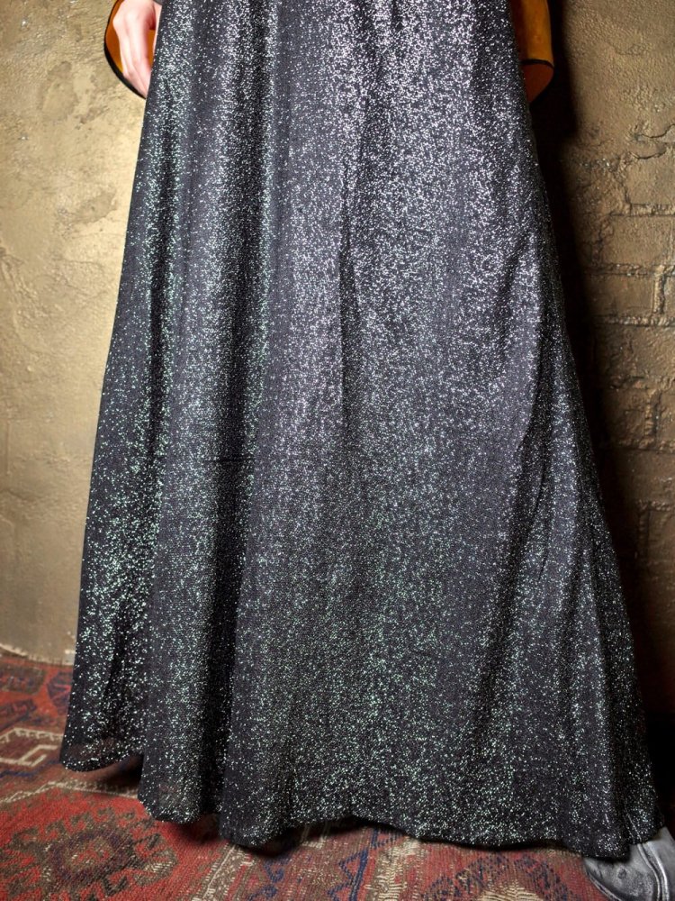 Glitter Silver  Black Long Skirt