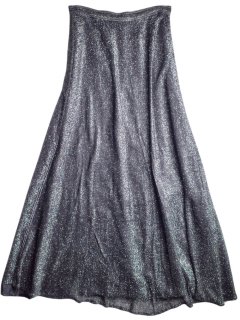 Glitter Silver  Black Long Skirt