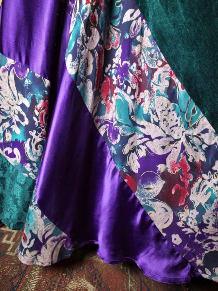 Green & Purple Switch Rayon Skirt