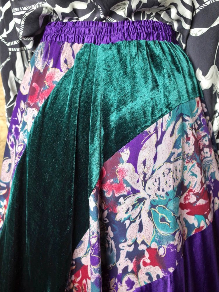 Green & Purple Switch Rayon Skirt