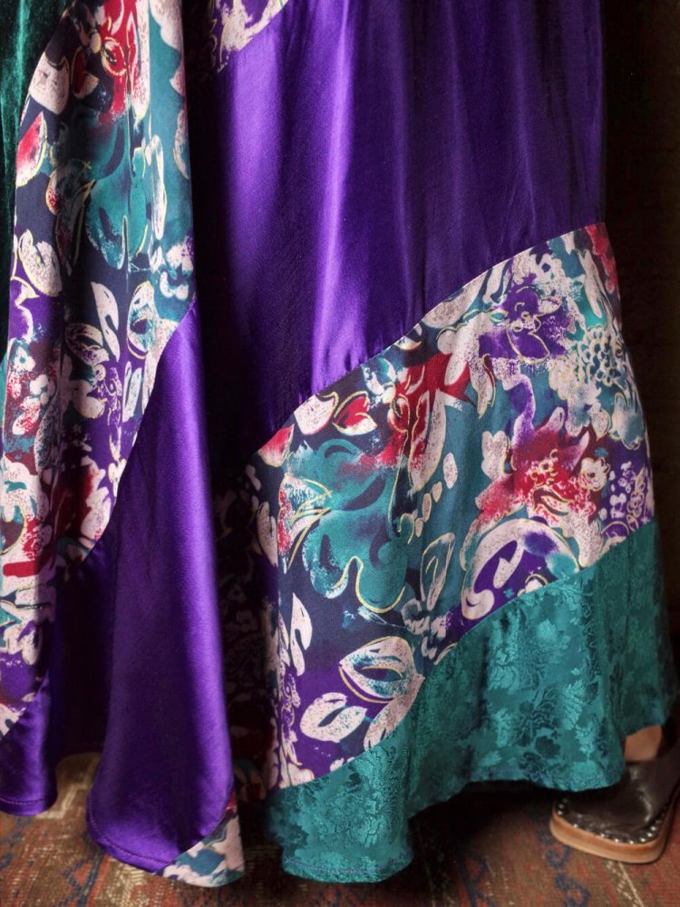 Green & Purple Switch Rayon Skirt