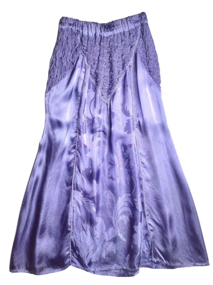 Lavender Purple Embroidery Satin Skirt