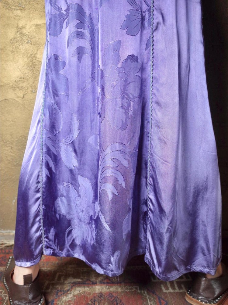 Lavender Purple Embroidery Satin Skirt