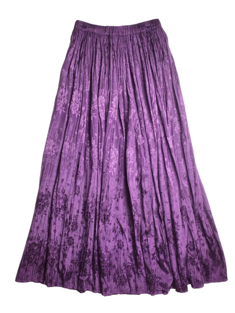 Jacquard Flower Purple Rayon Gather Skirt