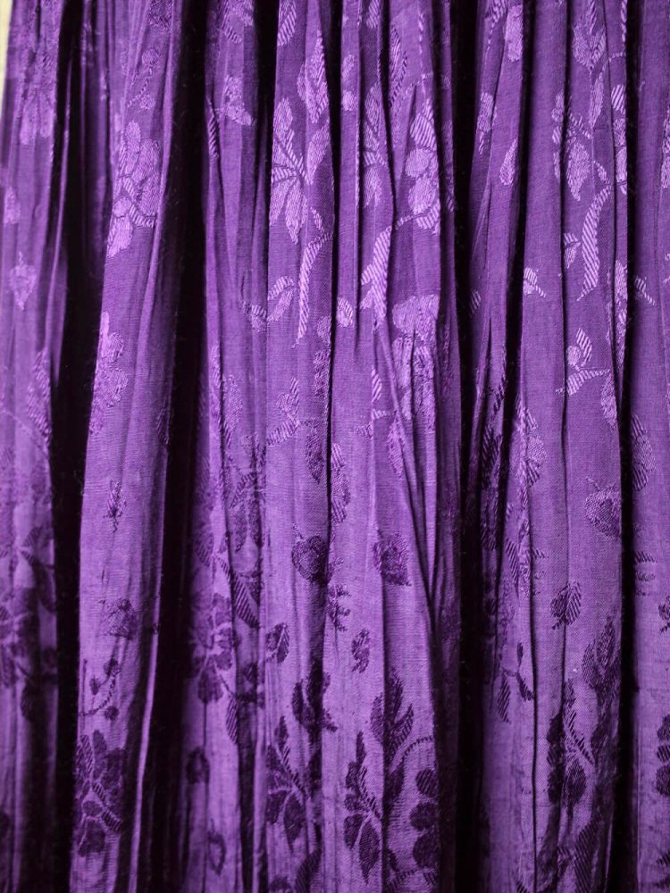 Jacquard Flower Purple Rayon Gather Skirt