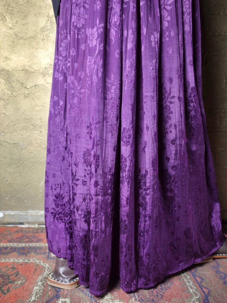 Jacquard Flower Purple Rayon Gather Skirt