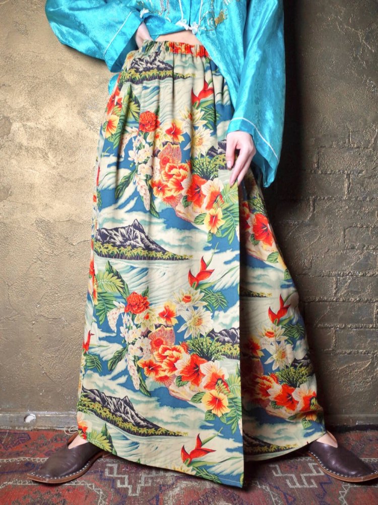 Hawaiian Pattern Wrap Style Rayon Skirt