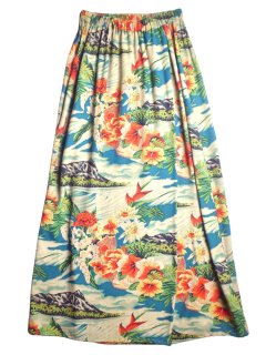 Hawaiian Pattern Wrap Style Rayon Skirt