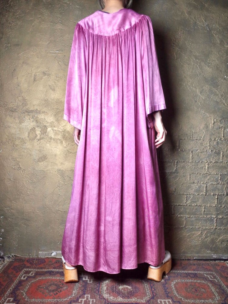 c.1920~30s Antique Uneven Dyed Gradation Gather Gown