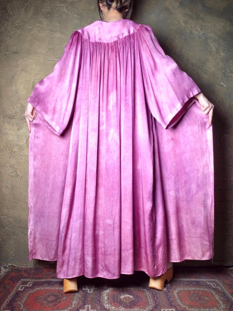 c.1920~30s Antique Uneven Dyed Gradation Gather Gown