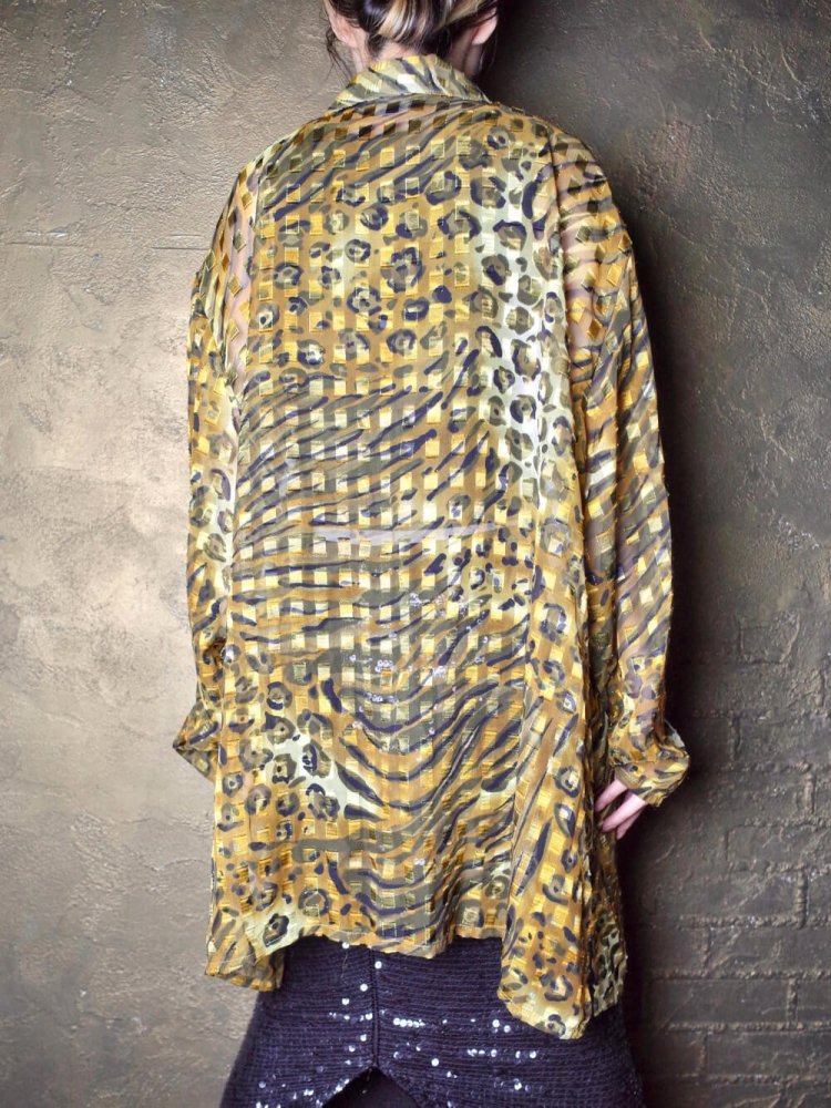 Leopard  Tiger Big Silhouette Sheer Shirt