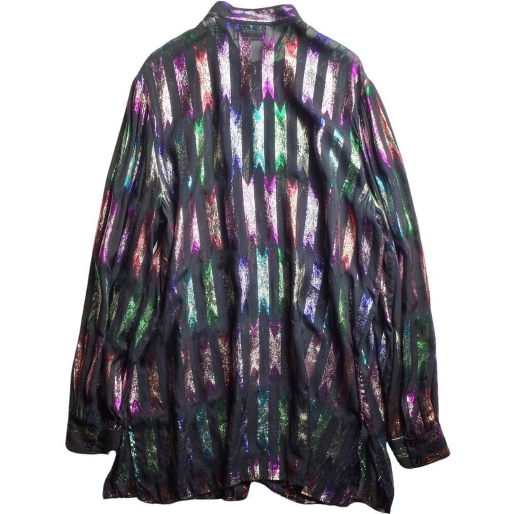 Glitter Sheer Collarless Long Shirt