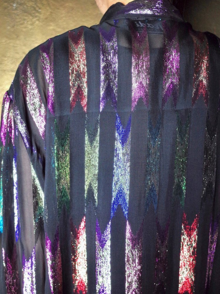 Glitter Sheer Collarless Long Shirt