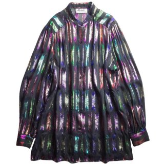 Glitter Sheer Collarless Long Shirt