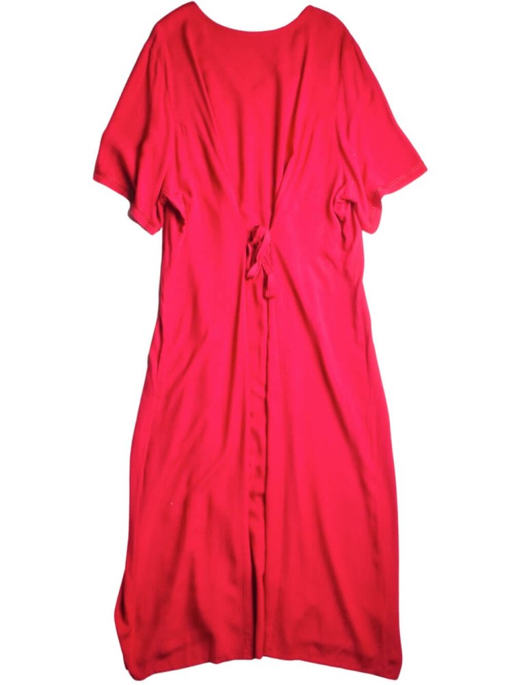 Embroidery Red Rayon Drape Dress