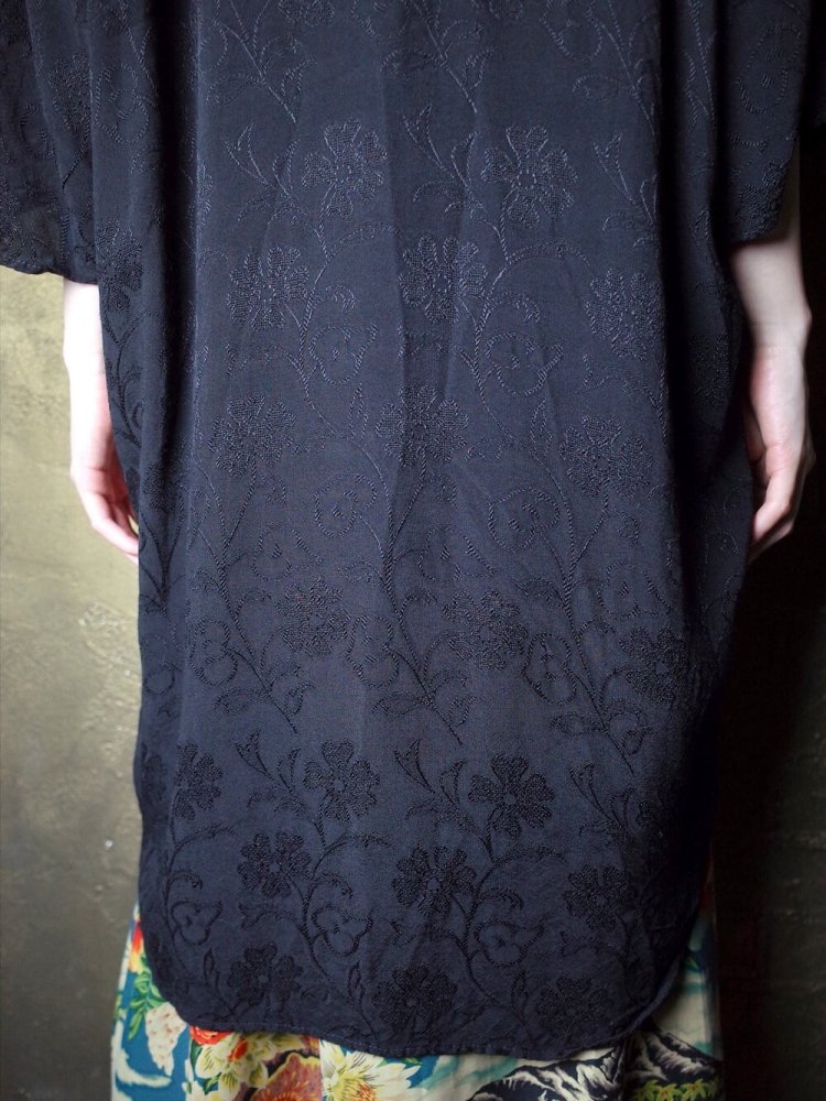 Shadow Flower Black Rayon Big Silhouette Shirt