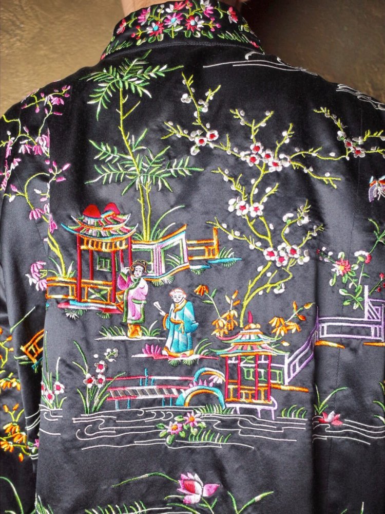 Rare China Embroidery Black Silk Jacket 