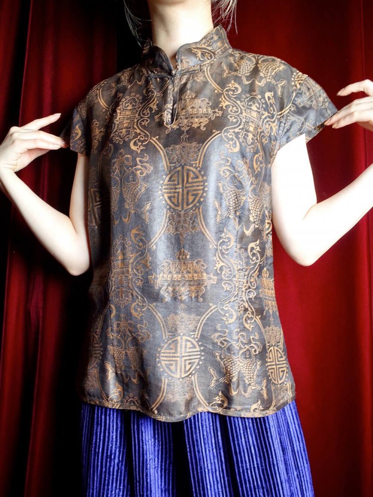 Jacquard Silk China Tops