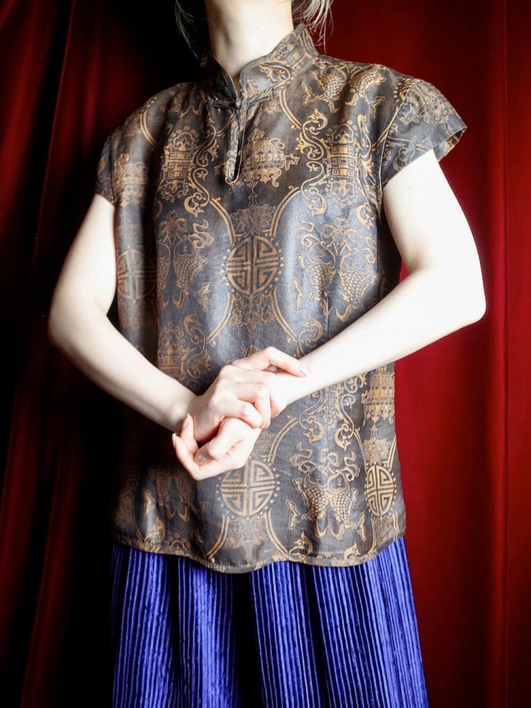 Jacquard Silk China Tops