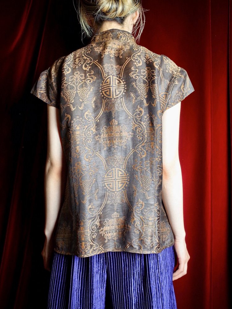 Jacquard Silk China Tops