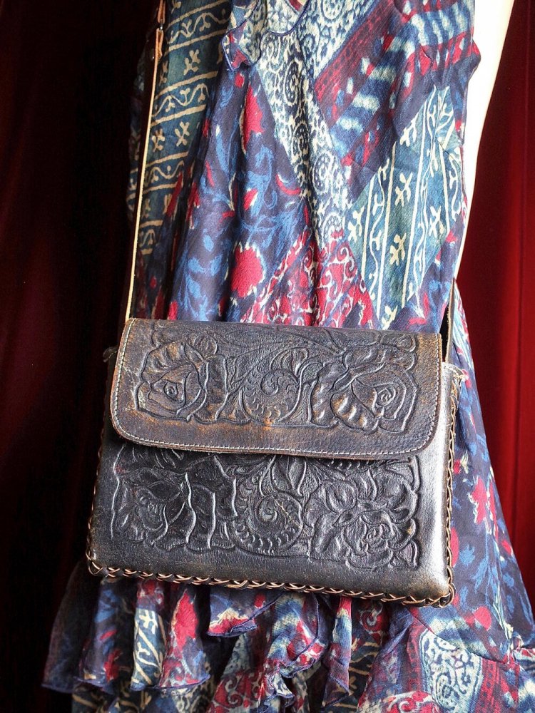 c.1970s Leather Carving Western Style Bag