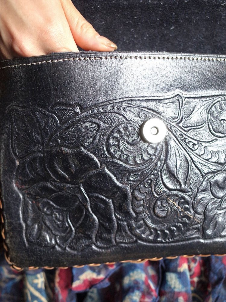 c.1970s Leather Carving Western Style Bag