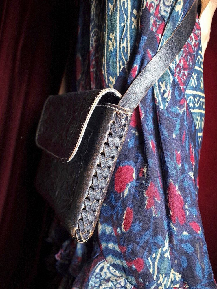 c.1970s Leather Carving Western Style Bag