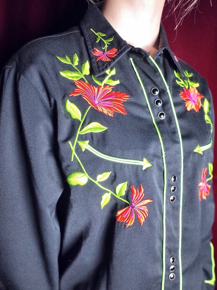 Flower Embroidery Western Shirt