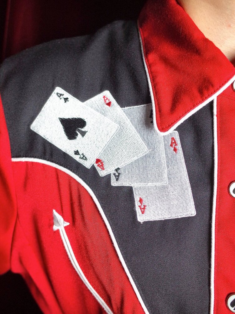 Playing Card Embroidery Western Shirt