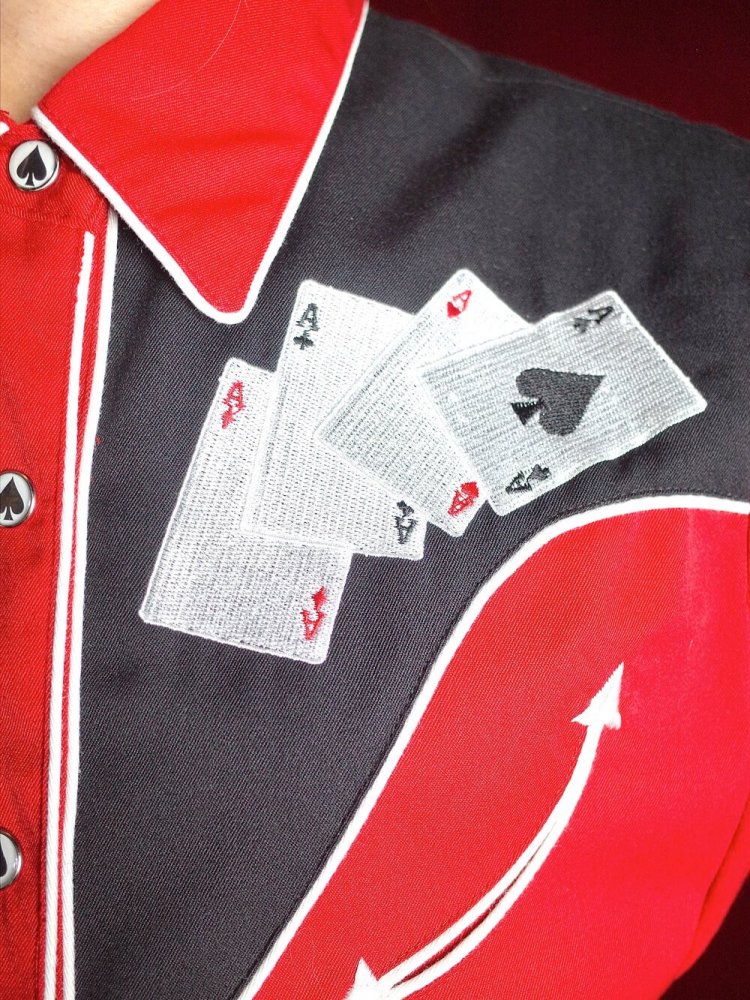 Playing Card Embroidery Western Shirt