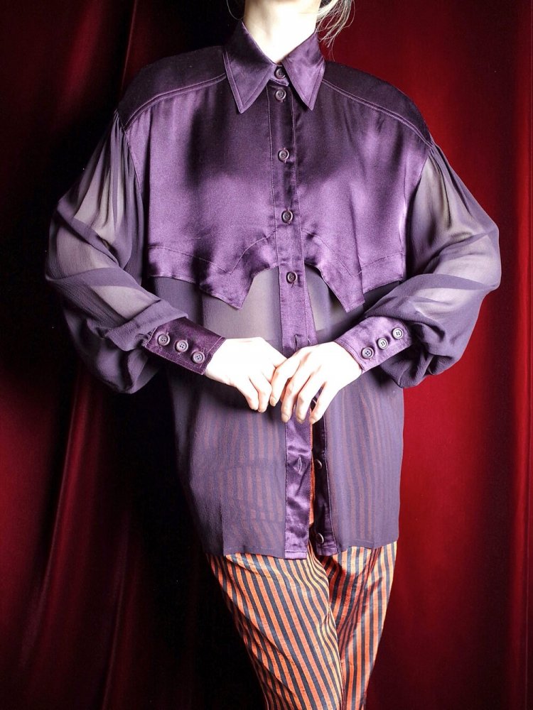 ESCADA / Western Style Sheer Silk Shirt