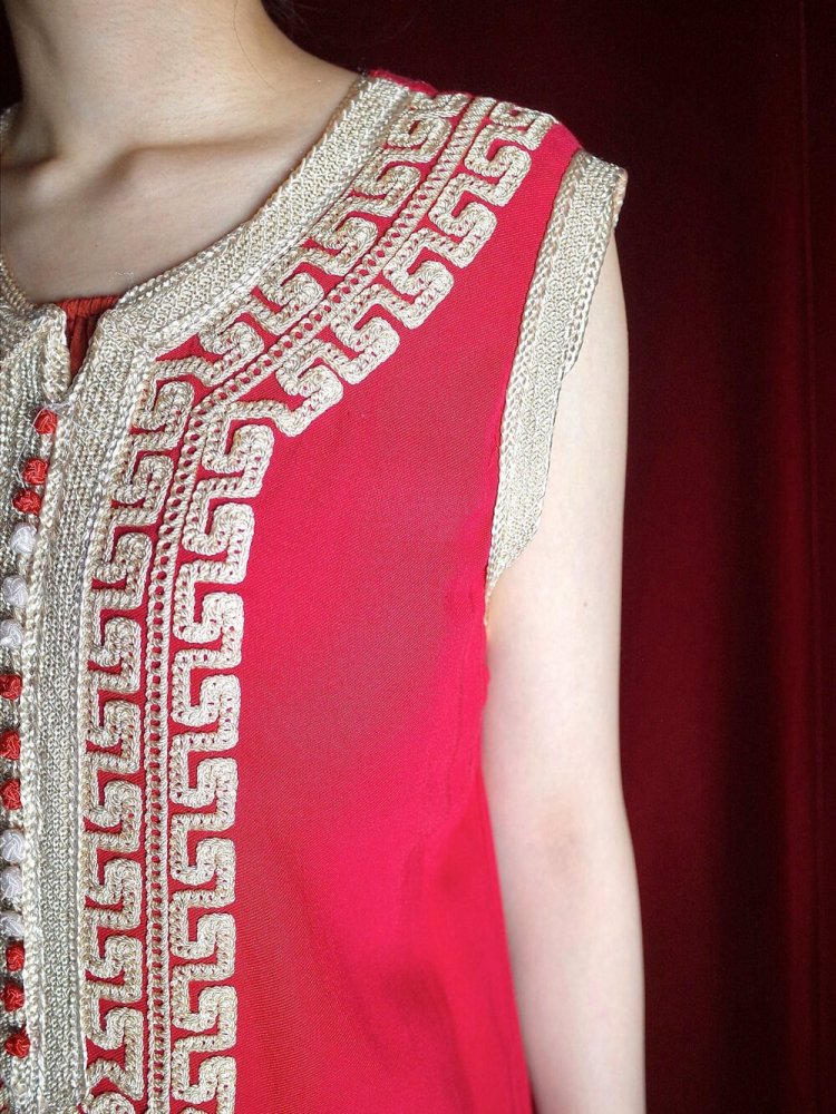 Embroidery Red Rayon Dress