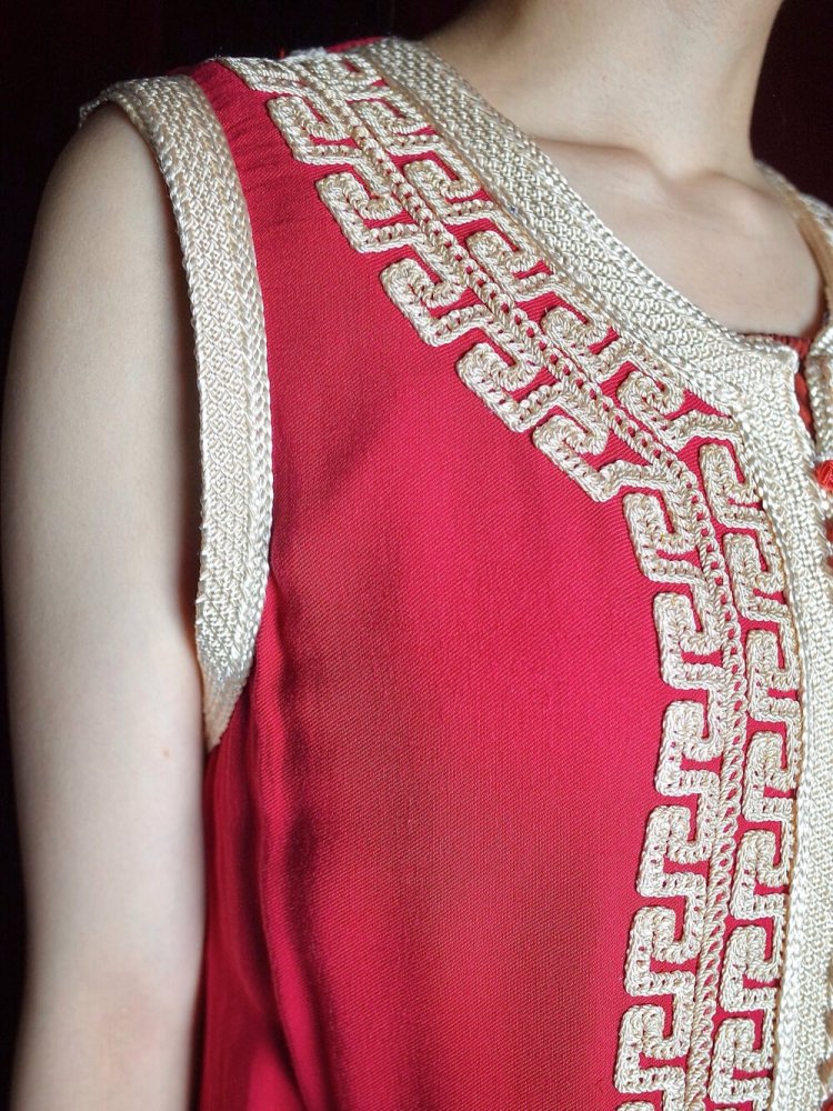 Embroidery Red Rayon Dress