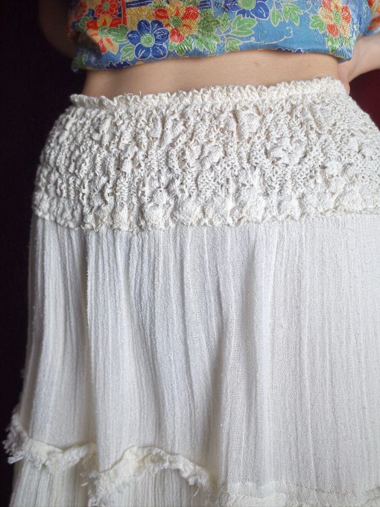 Gaze Cotton Tiered Skirt