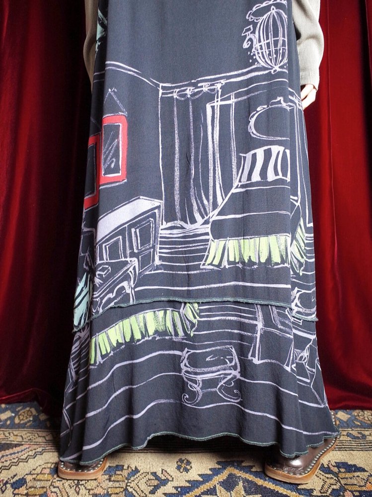 Artistic Room Pattern Rayon Dress