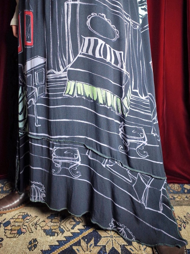 Artistic Room Pattern Rayon Dress