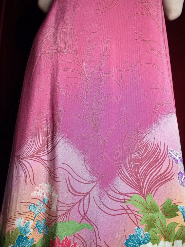 Peacock Feather & Flower China Dress