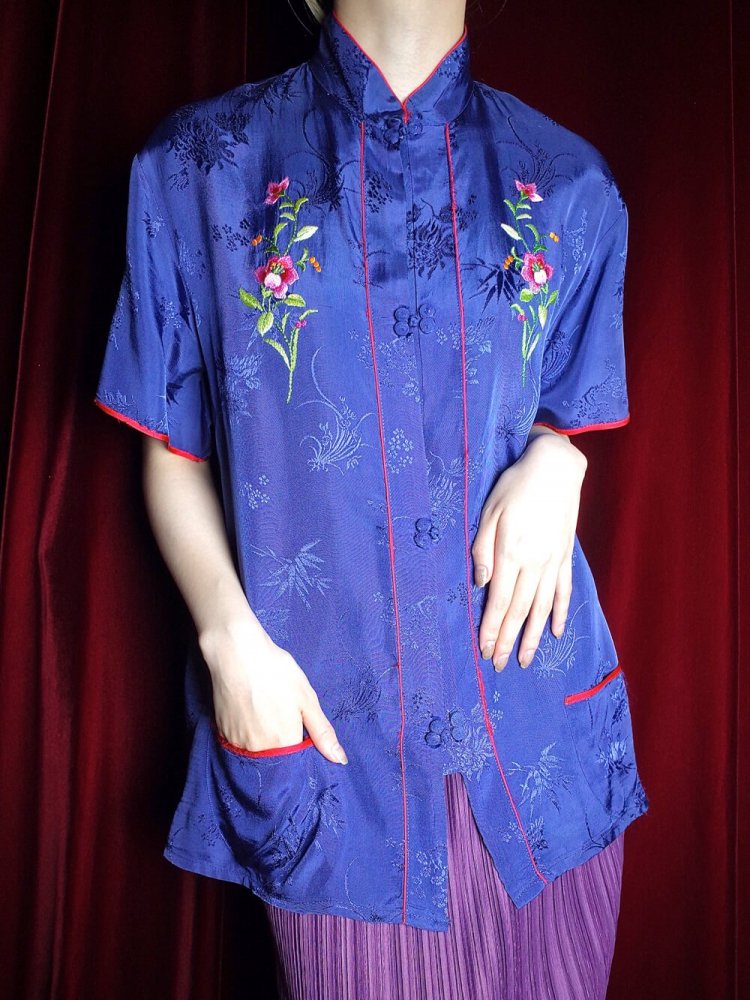 c.1950~60s Embroidery China Shirt