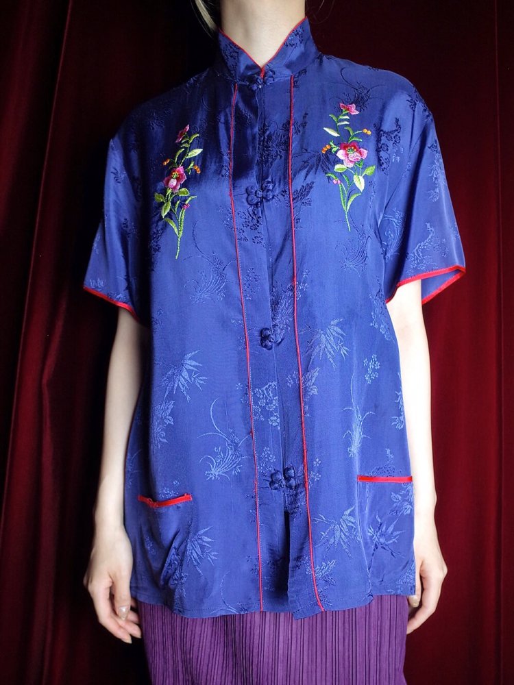 c.1950~60s Embroidery China Shirt