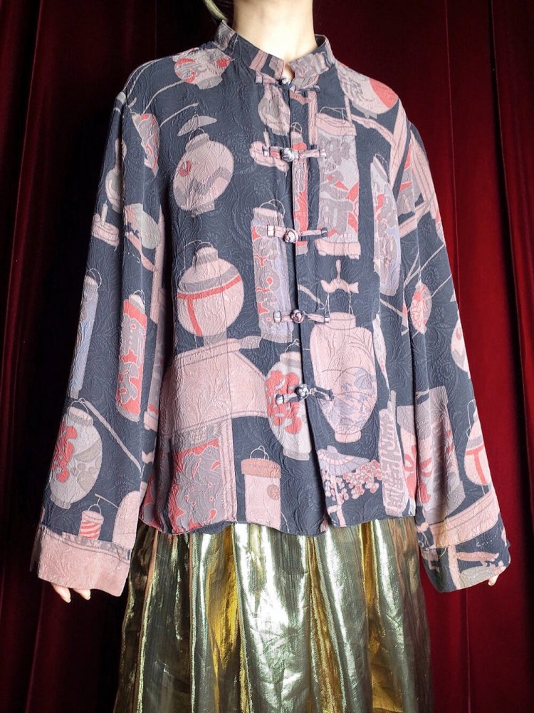  & Solid Jacquard Silk Reversible China Shirt