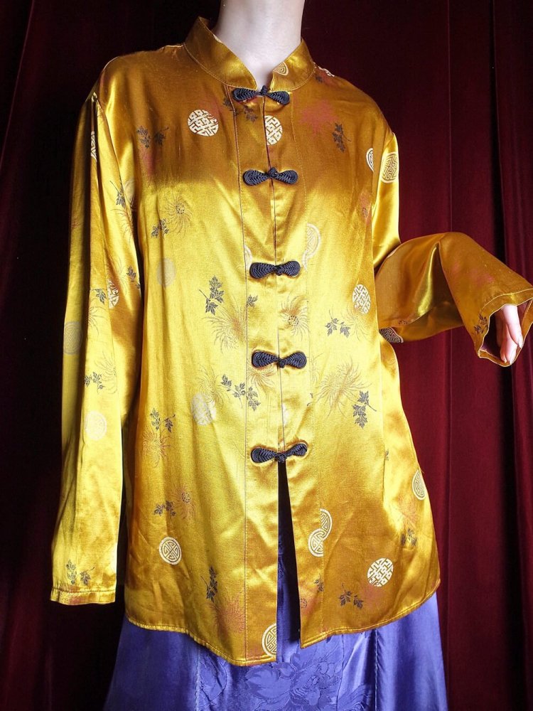 Oriental Yellow Satin China Shirt