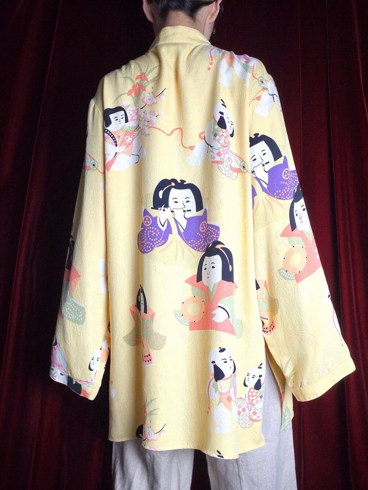 DEAD STOCKOriental Doll & Solid Jacquard Silk China Shirt / Gown