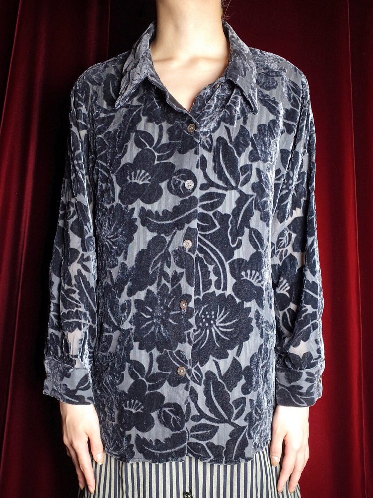 Flower Velvet Sheer Shirt