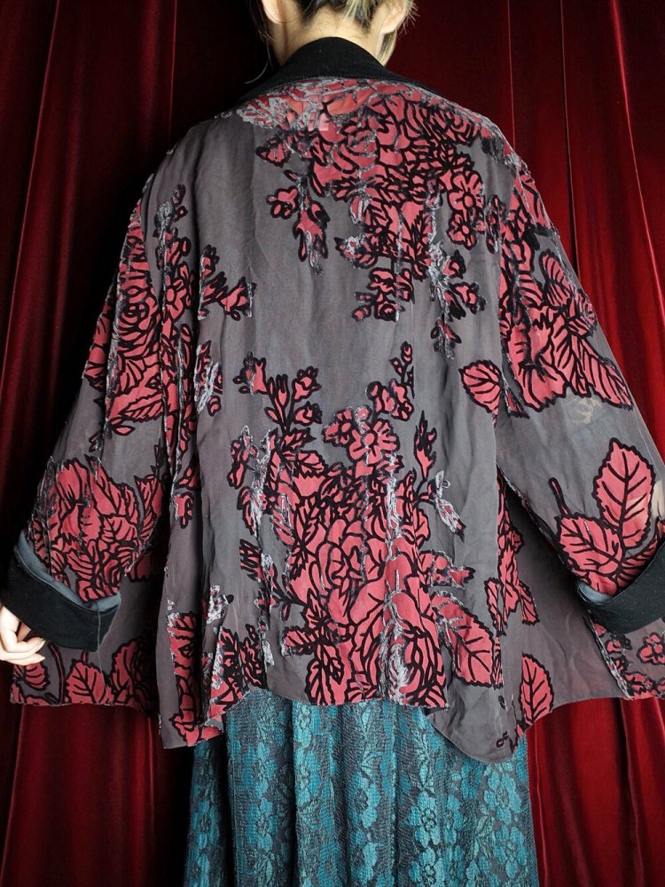 Rose Velvet Sheer Gown Jacket