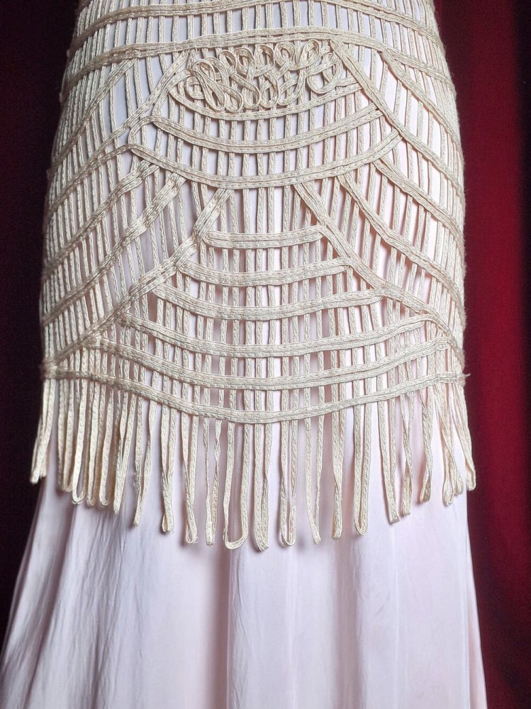 Art Deco Style Code Embroidery Mesh Fringe Dress